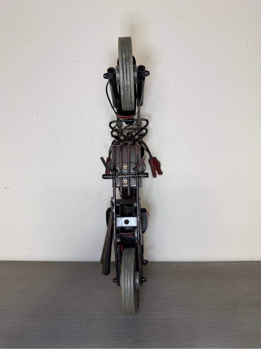 Handcrafted Motorcycle Art Sculpture Tabletop Home Decorative Metal 15” x9" Bike - Picture 7 of 7